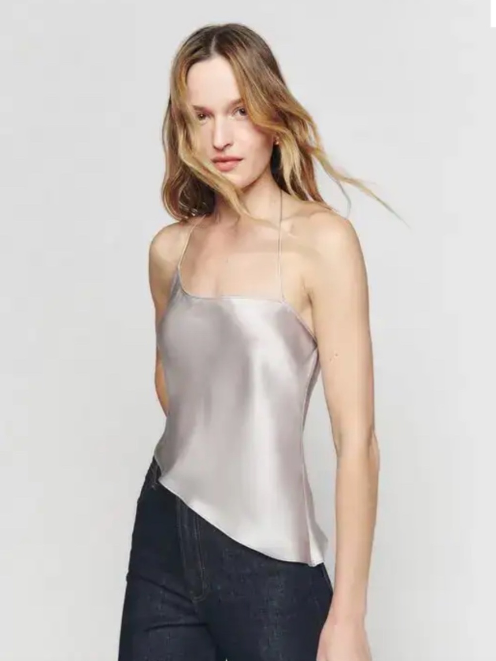 Reformation Mona Silk top - Moon